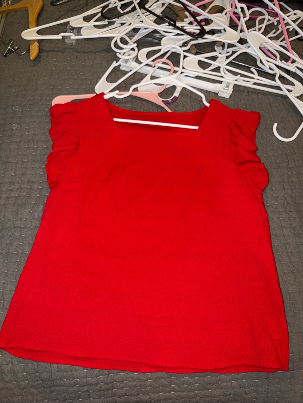 Bright Red Ruffle Sleeve Top - Picture 1 of 1